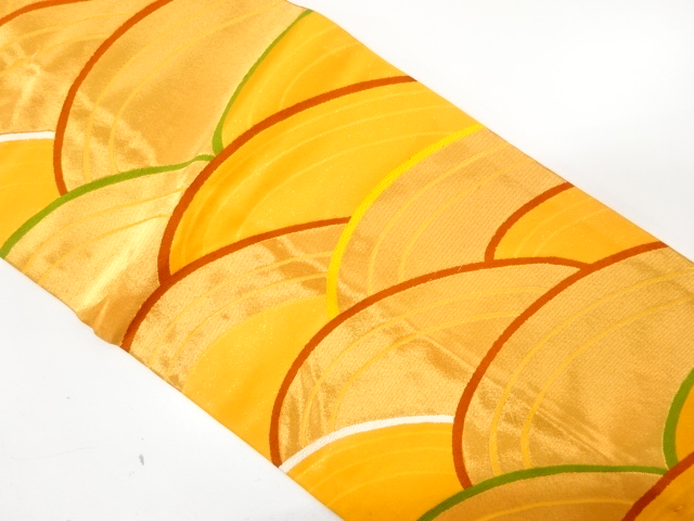 JAPANESE NAGOYA OBI / UNUSED / WOVEN ABSTRACT SEIGAIHA